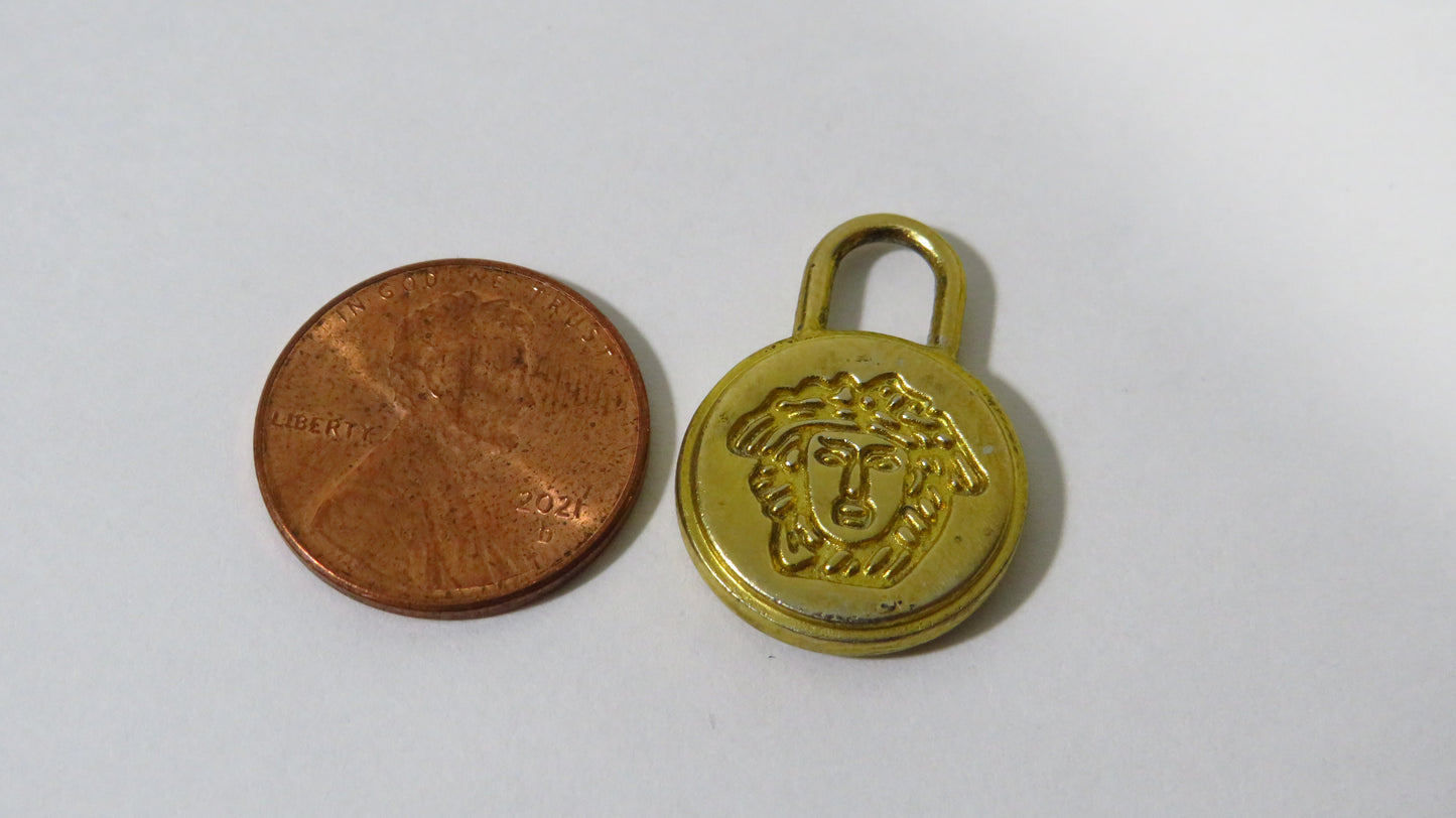 Vintage Double Side Medusa Versace Gold Tone Zipper!