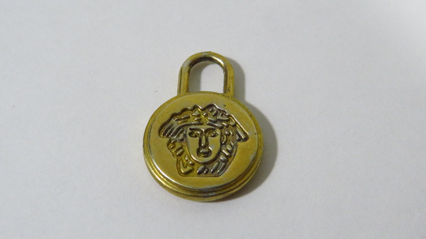 Vintage Double Side Medusa Versace Gold Tone Zipper!
