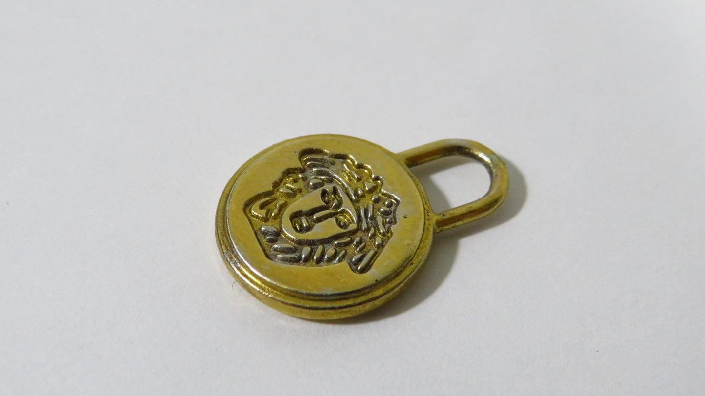 Vintage Double Side Medusa Versace Gold Tone Zipper!