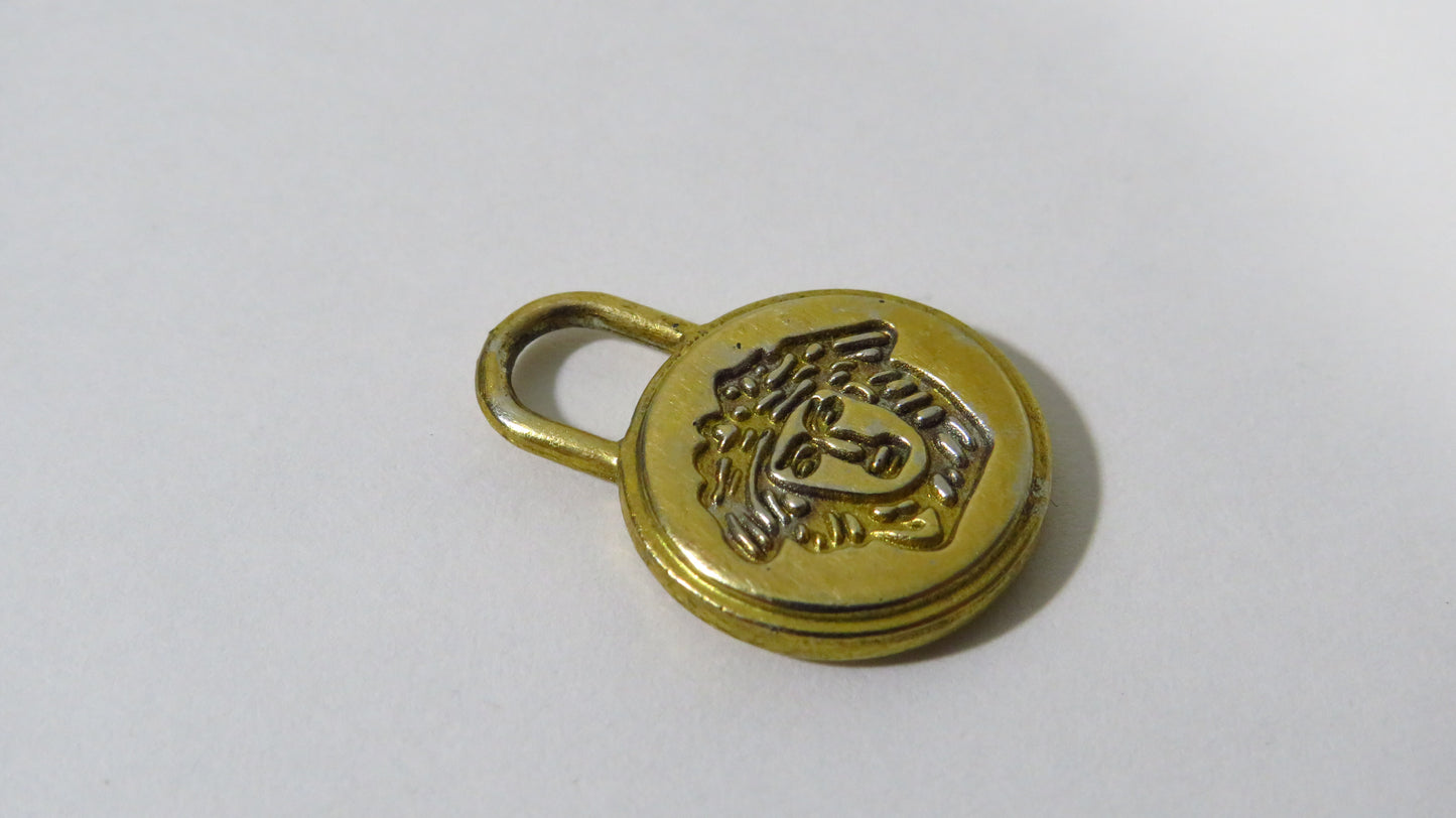 Vintage Double Side Medusa Versace Gold Tone Zipper!