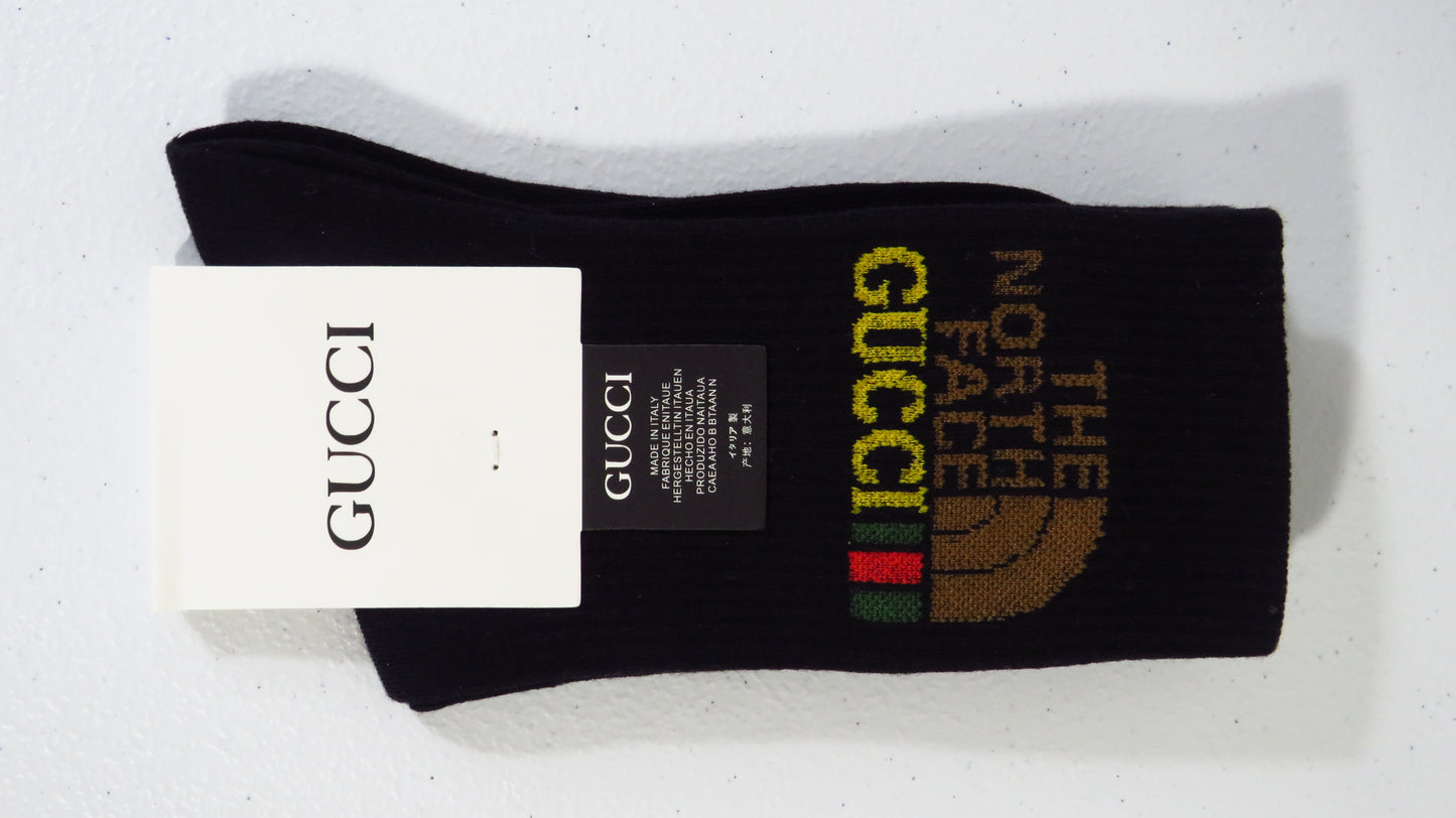 Gucci The North Face Women's Black Ribbed Knit Crew Socks New!