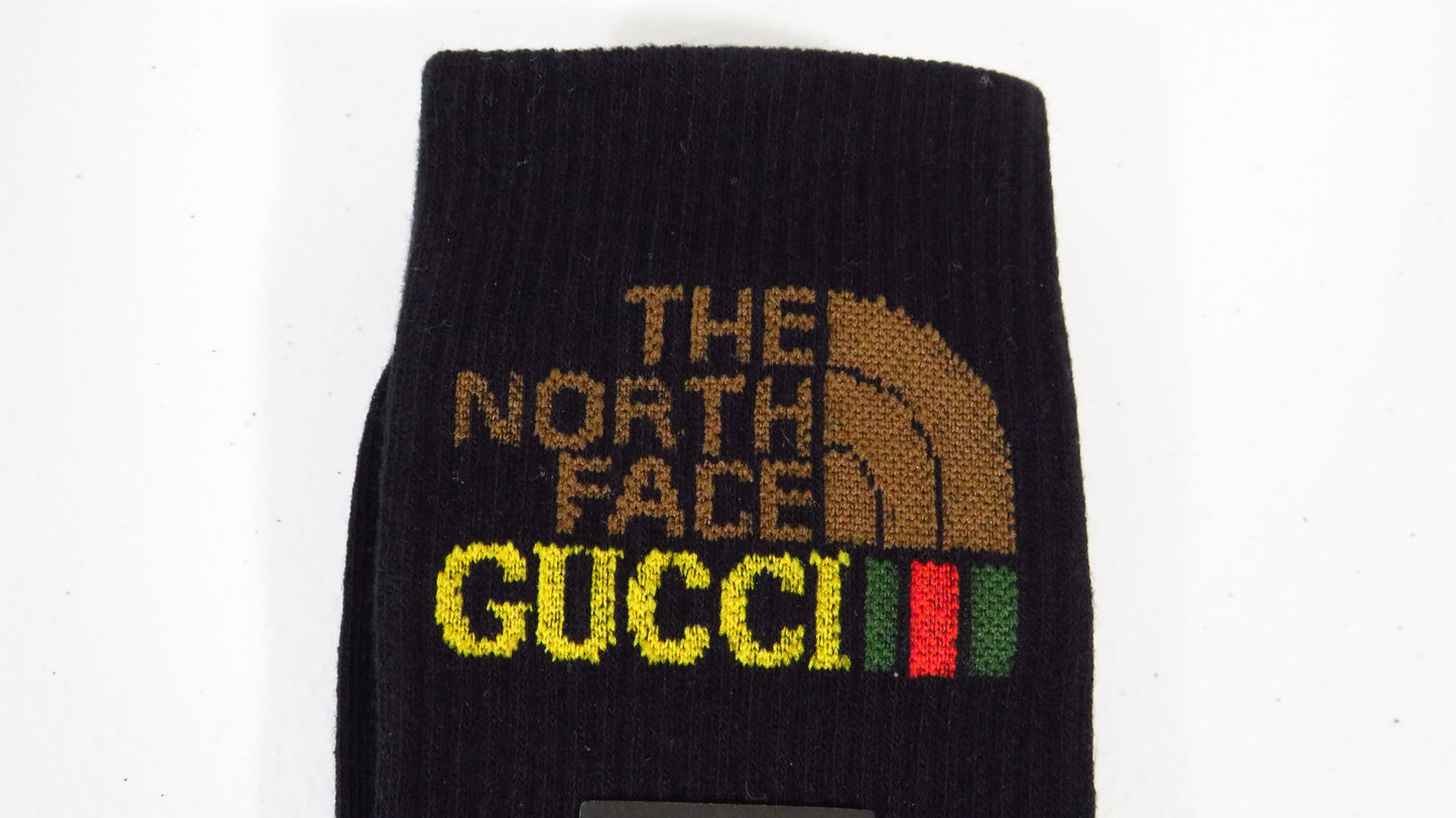 Gucci The North Face Women's Black Ribbed Knit Crew Socks New!