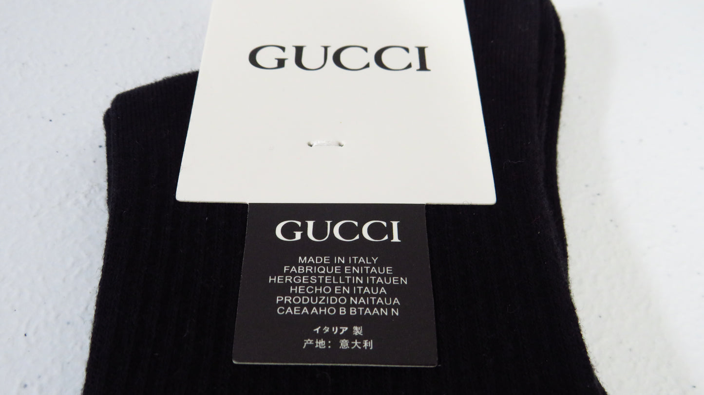 Gucci The North Face Women's Black Ribbed Knit Crew Socks New!
