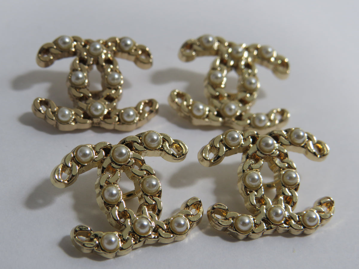 Bundle Of 4 Chanel Stamped Lightweight Pearl Lined Buttons!