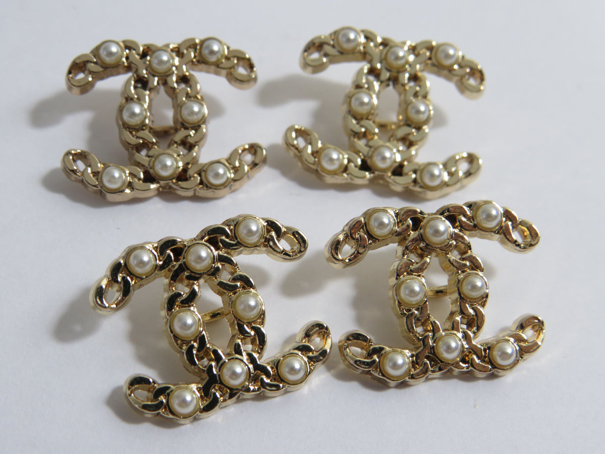 Bundle Of 4 Chanel Stamped Lightweight Pearl Lined Buttons!