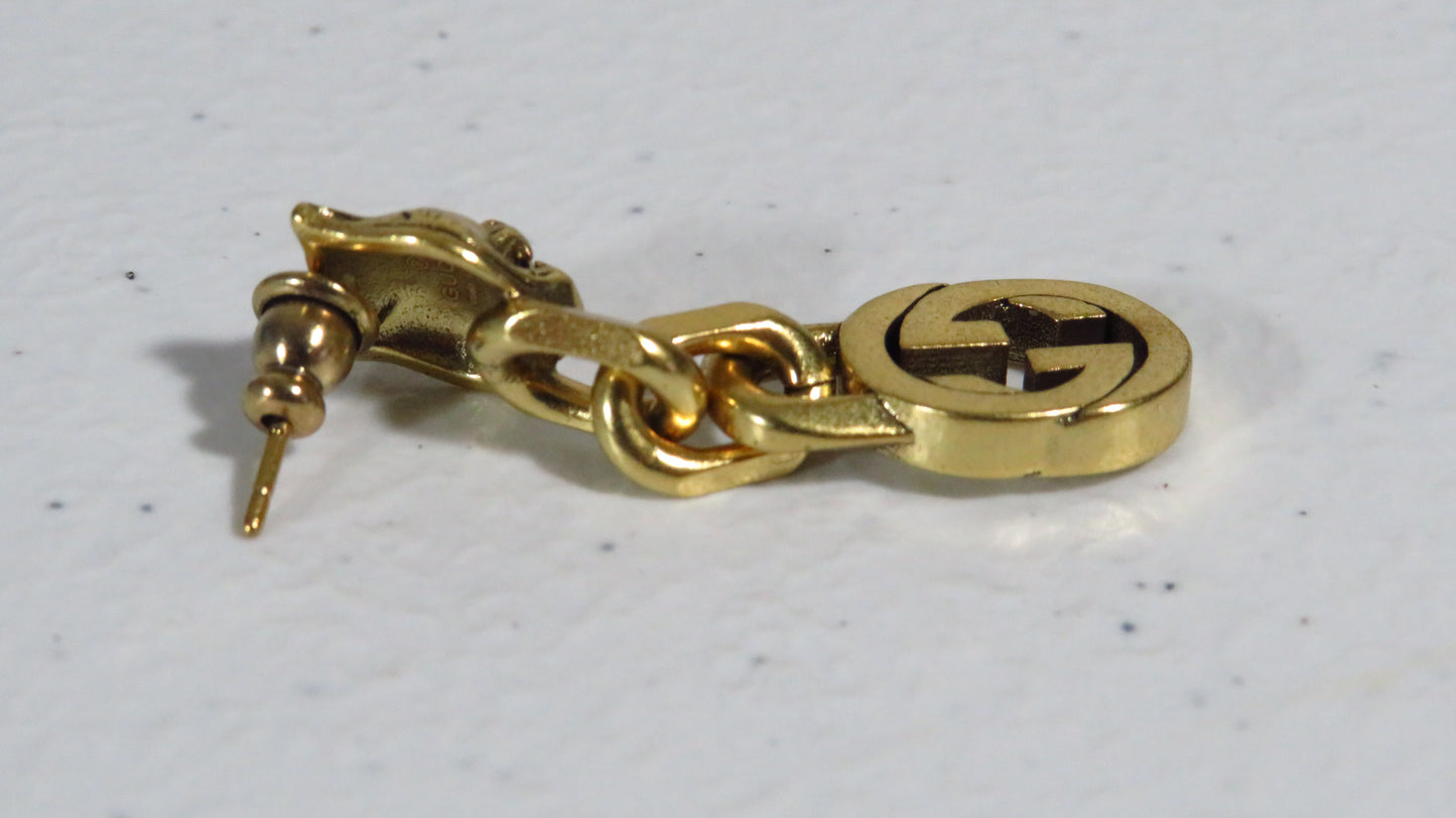 Single Lone Earring Gucci Gold Tone For Upcycle Repair DIY Projects!