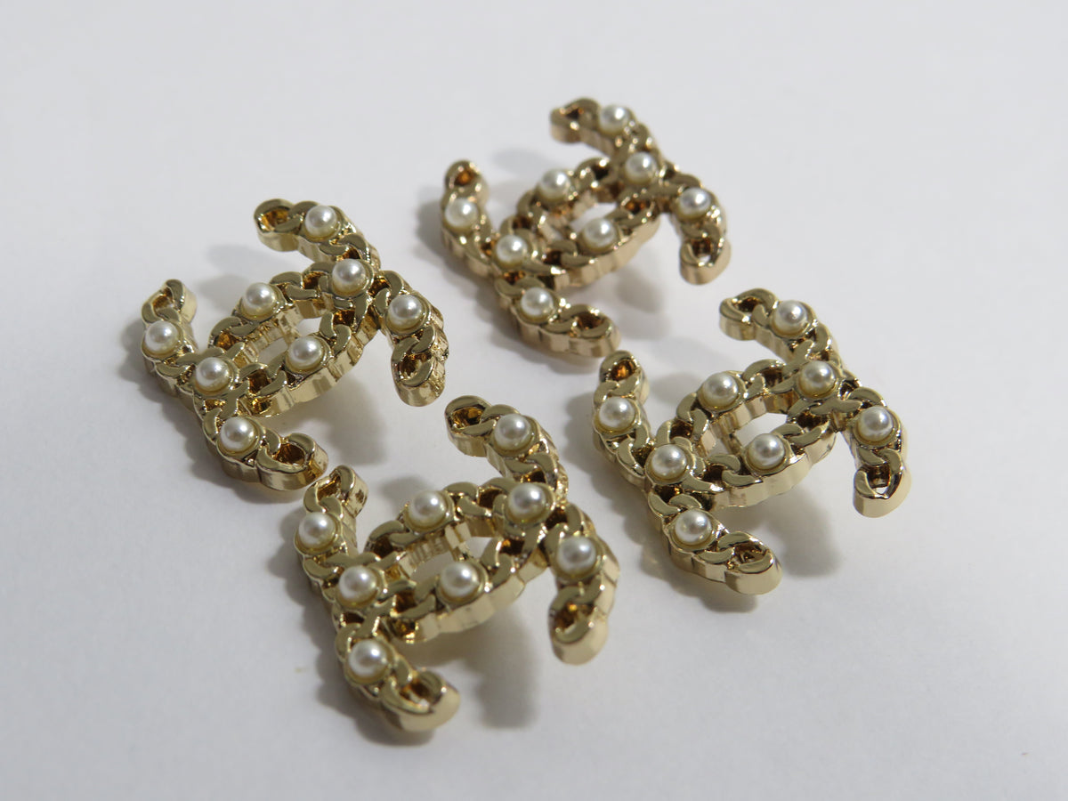 Bundle Of 4 Chanel Stamped Lightweight Pearl Lined Buttons!