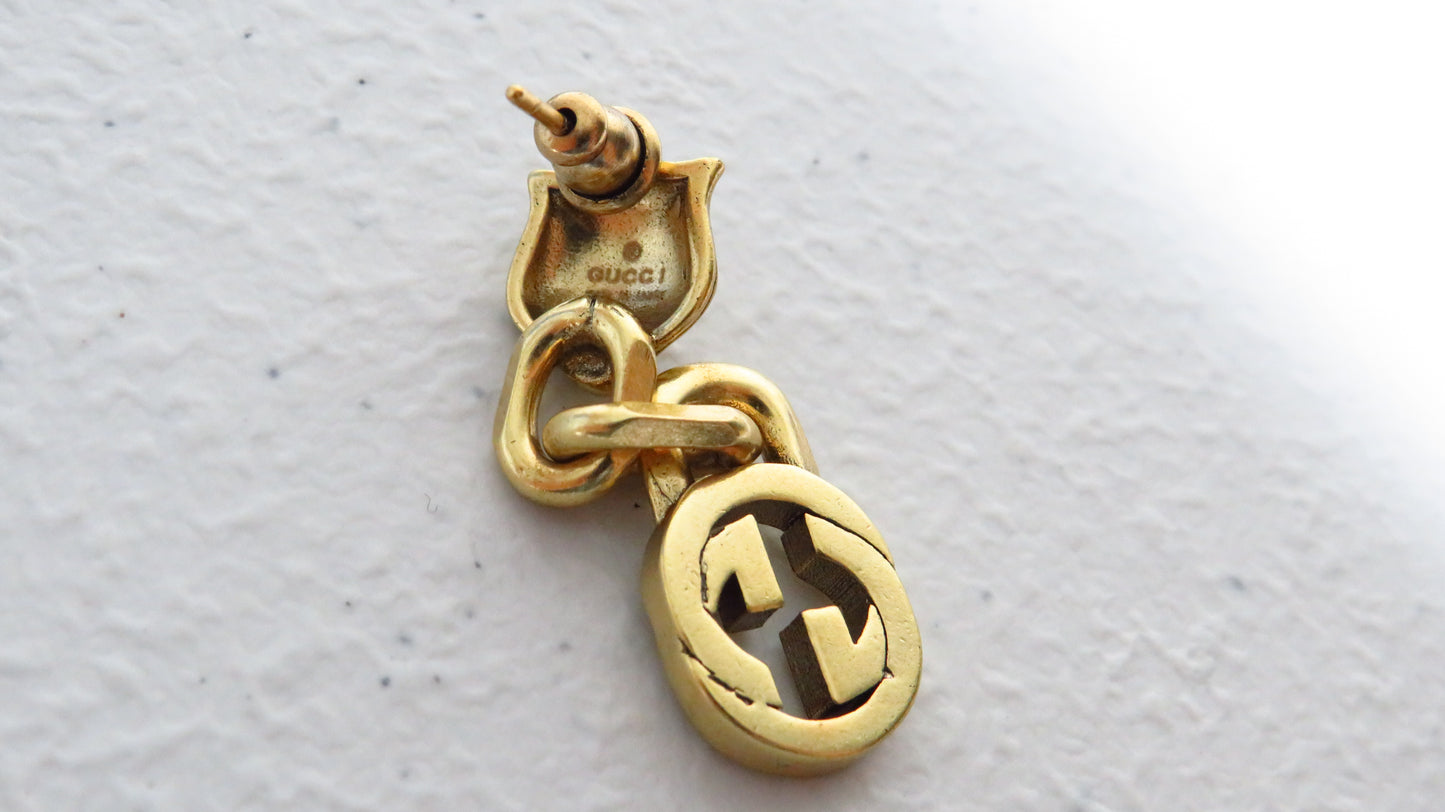 Single Lone Earring Gucci Gold Tone For Upcycle Repair DIY Projects!