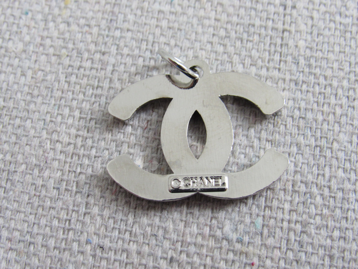 Chanel Vintage Onyx Inlay Silver CC Zipper Pull Charm Stamped!