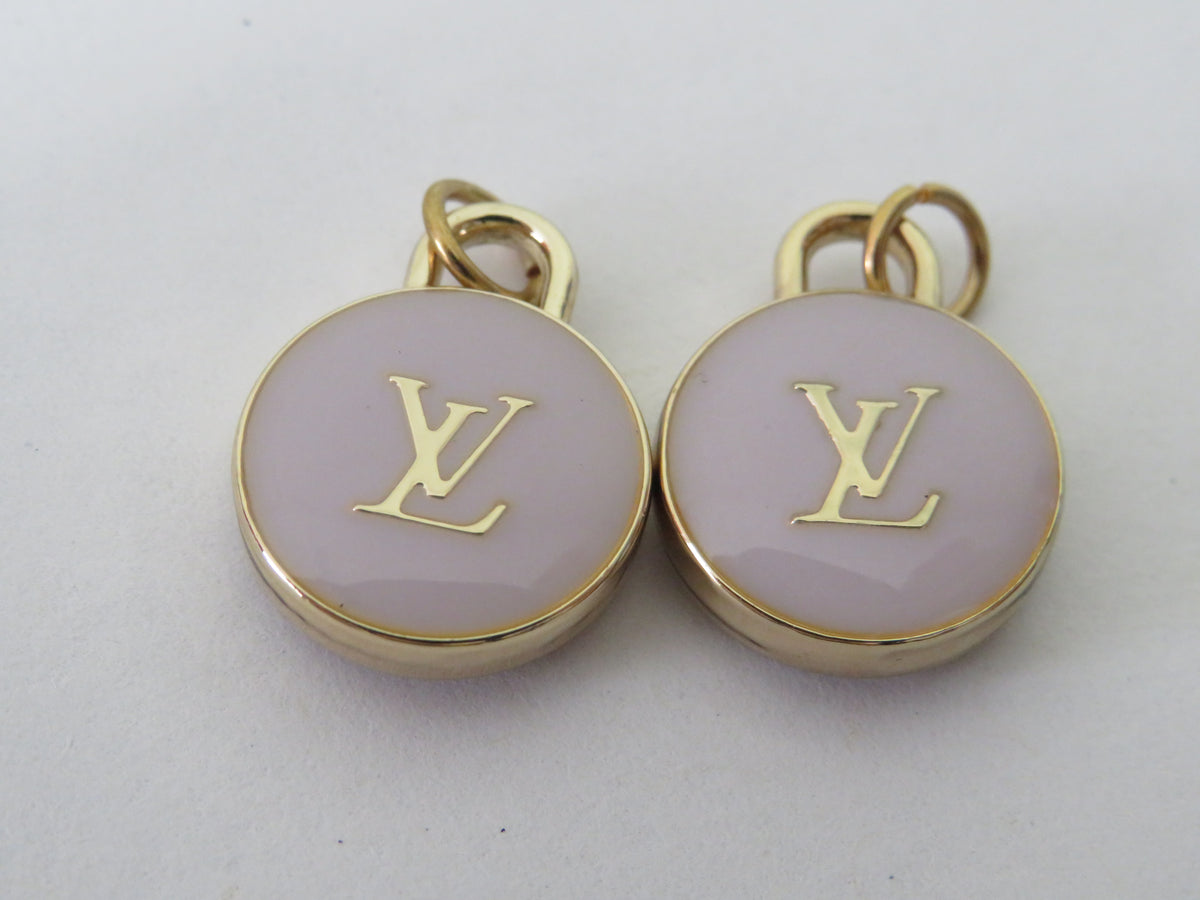 Bundle Of 2 Louis Vuitton Purple And Gold Tone Oval Double Side Handbag Charms Pulls!
