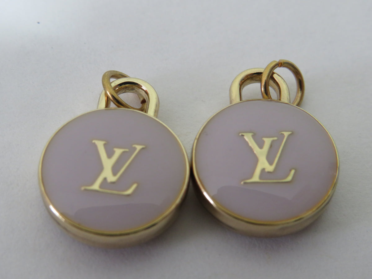 Bundle Of 2 Louis Vuitton Purple And Gold Tone Oval Double Side Handbag Charms Pulls!