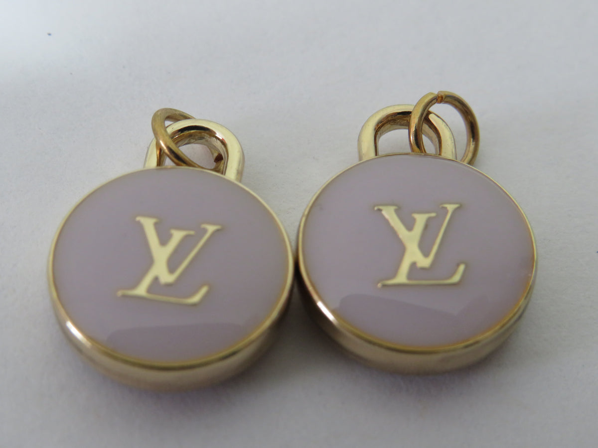 Bundle Of 2 Louis Vuitton Purple And Gold Tone Oval Double Side Handbag Charms Pulls!