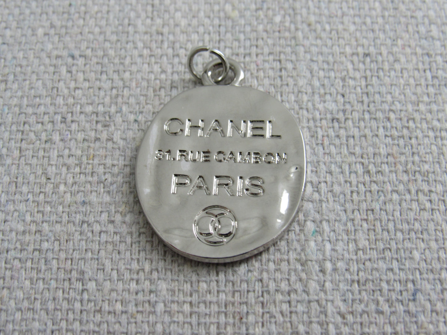 Chanel Silver Scripted France Hammered Etched Zipper Pull Charm!