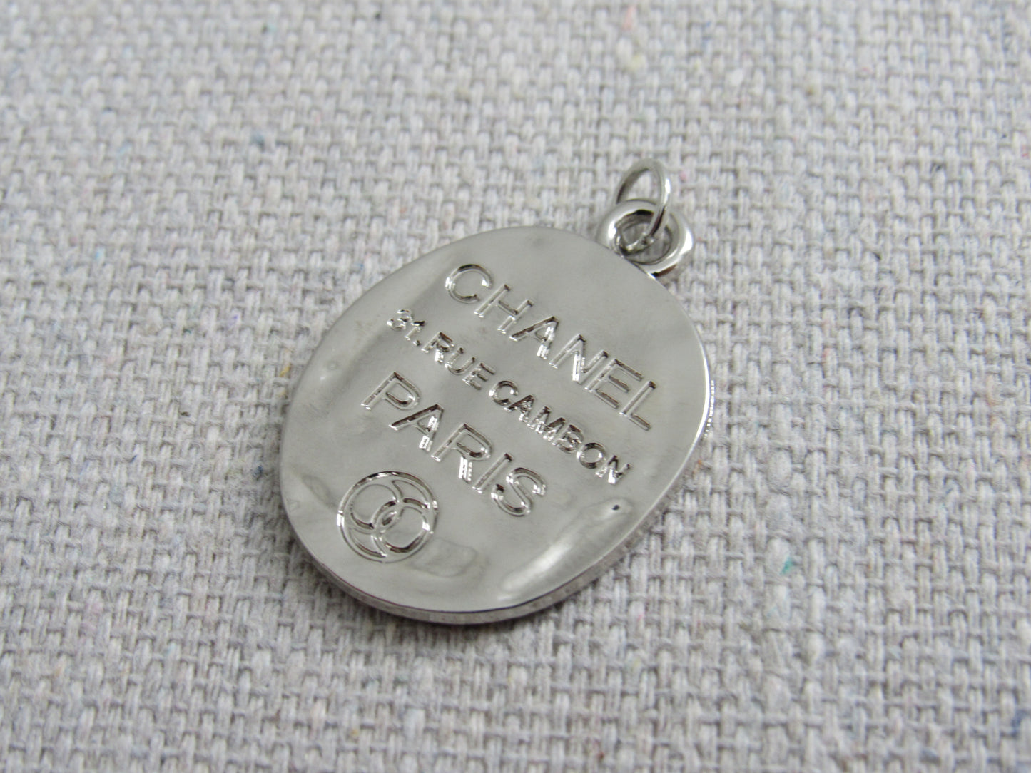 Chanel Silver Scripted France Hammered Etched Zipper Pull Charm!