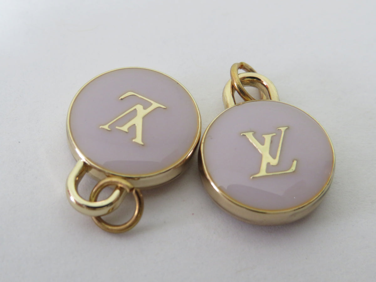 Bundle Of 2 Louis Vuitton Purple And Gold Tone Oval Double Side Handbag Charms Pulls!