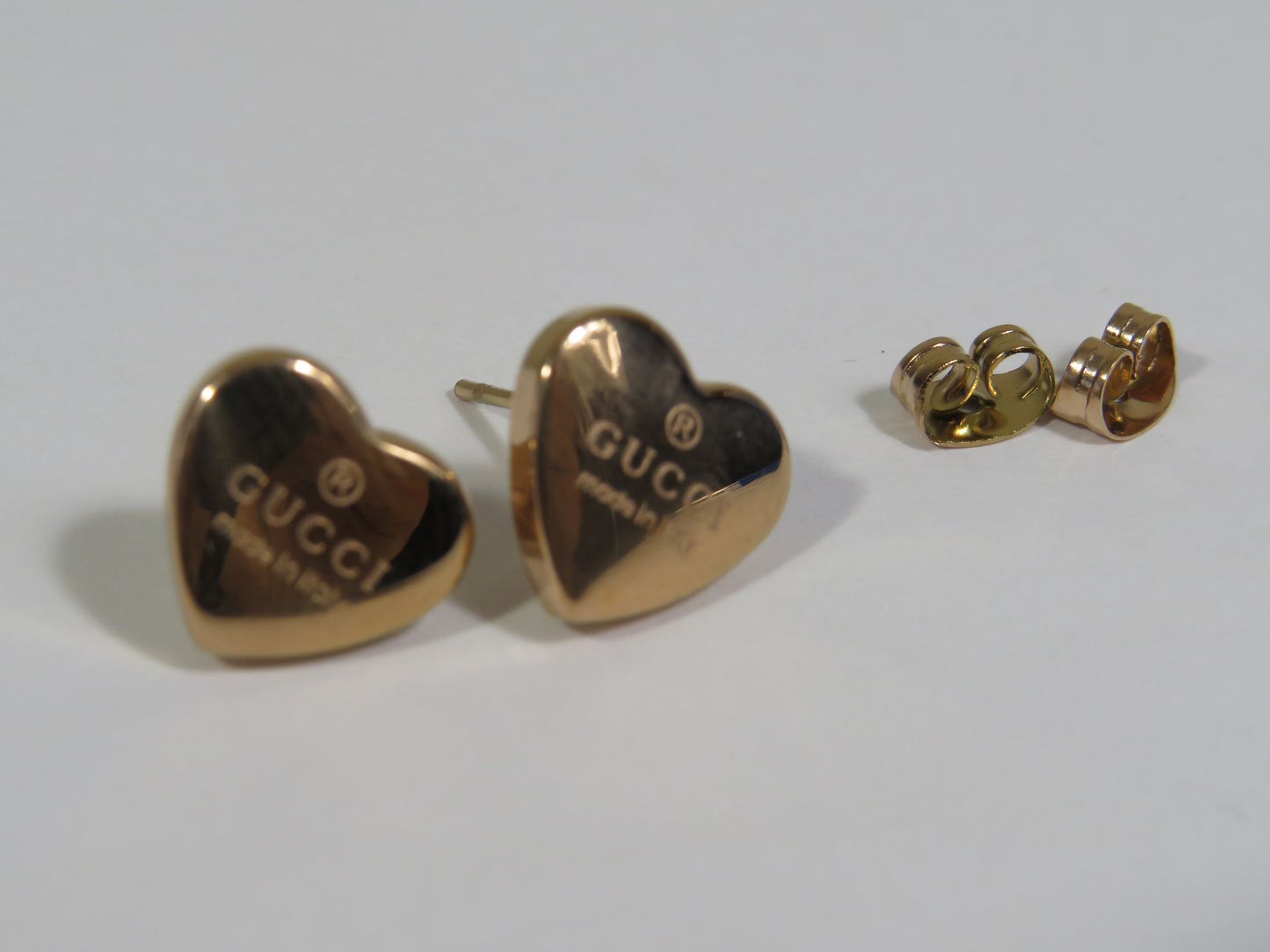 Gucci Women's Rose Gold Heart Stud Earrings Unauthenticated As Is!