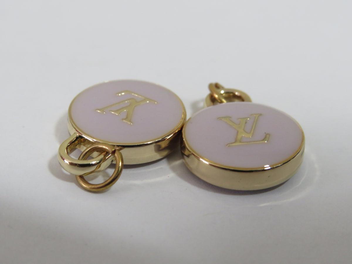 Bundle Of 2 Louis Vuitton Purple And Gold Tone Oval Double Side Handbag Charms Pulls!