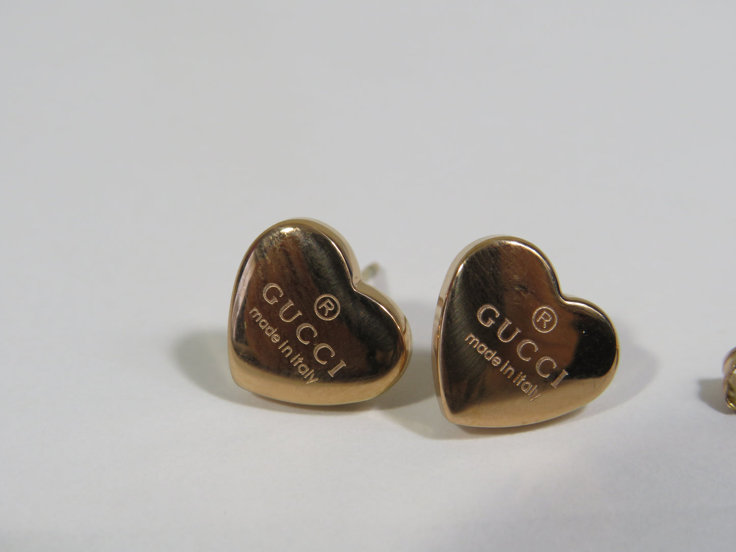 Gucci Women's Rose Gold Heart Stud Earrings Unauthenticated As Is!