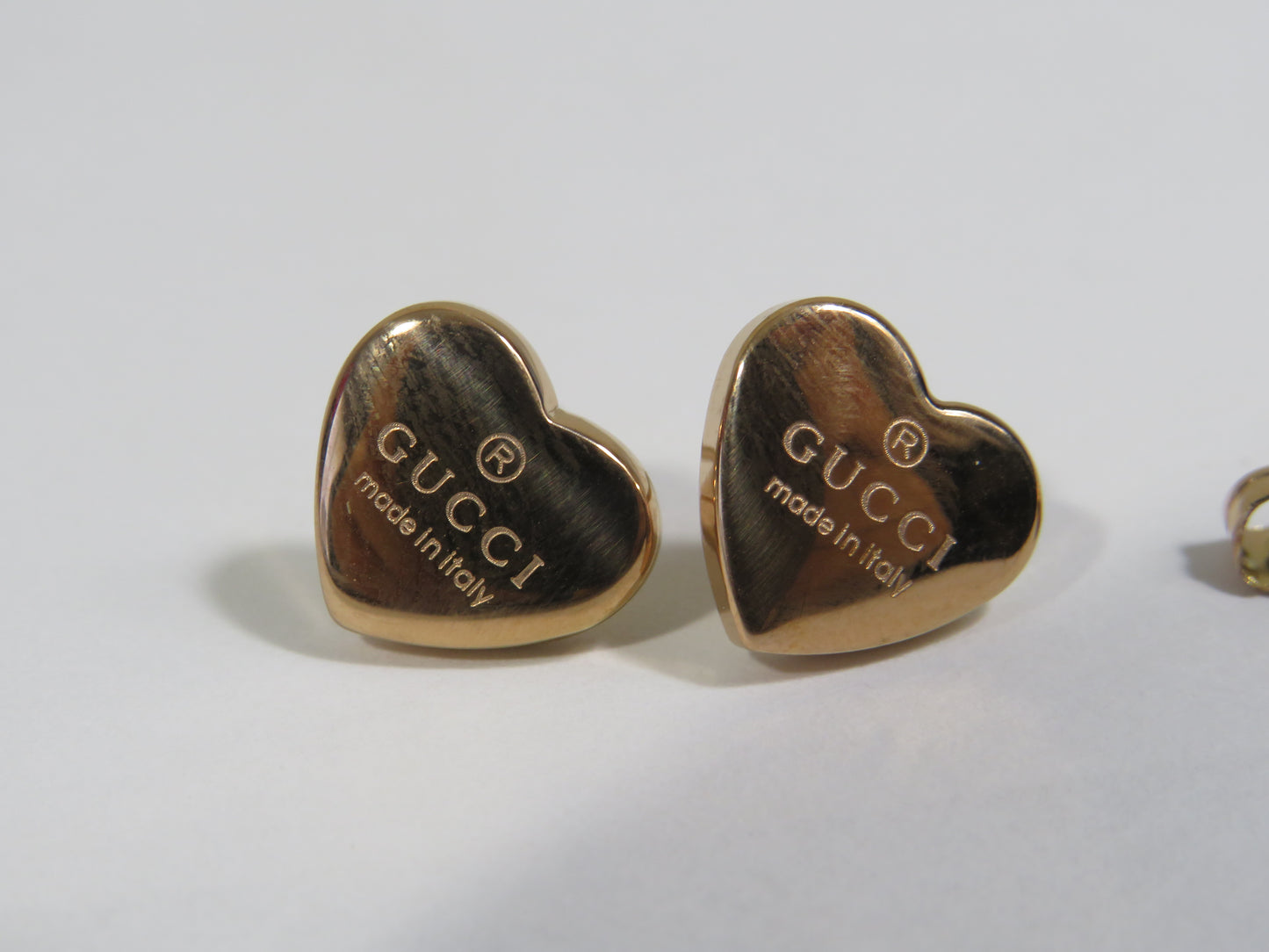 Gucci Women's Rose Gold Heart Stud Earrings Unauthenticated As Is!