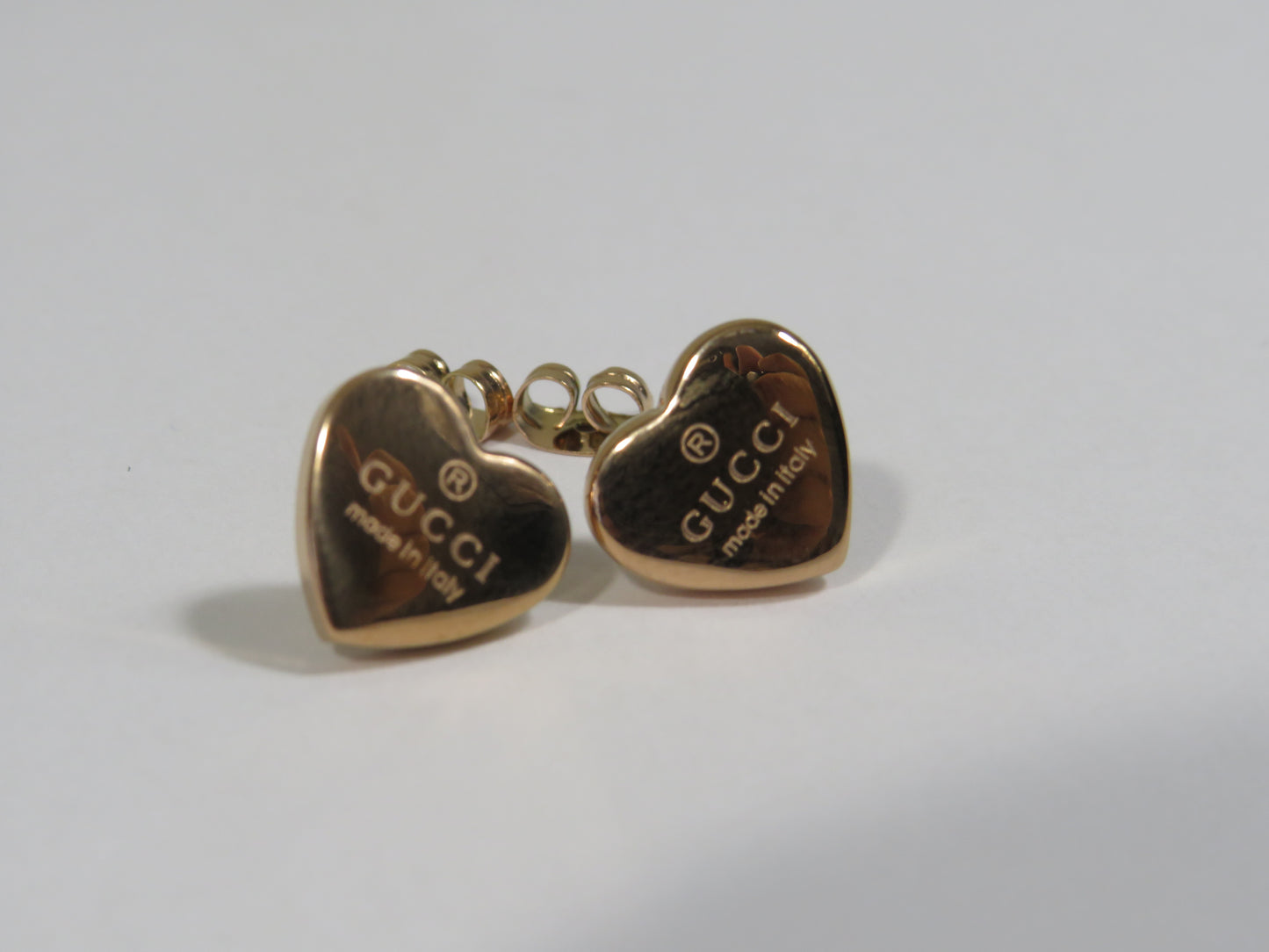Gucci Women's Rose Gold Heart Stud Earrings Unauthenticated As Is!