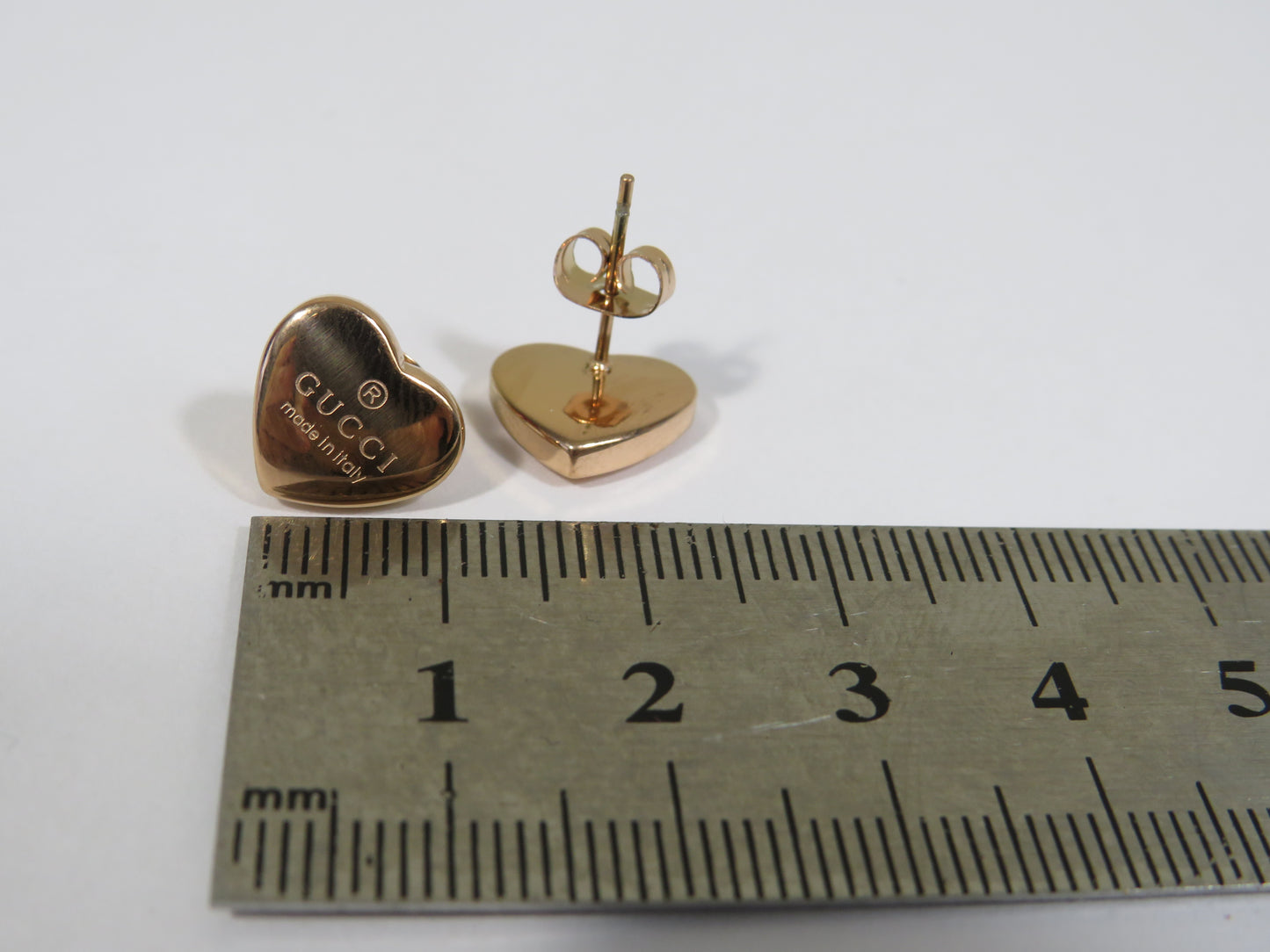 Gucci Women's Rose Gold Heart Stud Earrings Unauthenticated As Is!