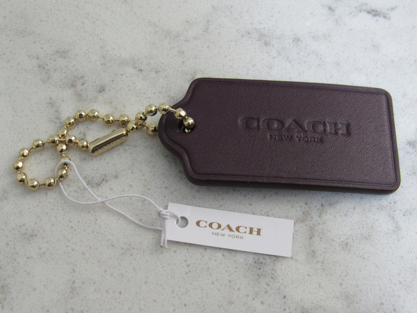 NWT Coach Brown Saddle Leather Pull Tag Tab Charm New!