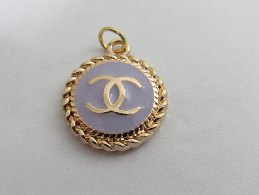Chanel Purple And Gold Tone Medallion Charm Stamped Back!