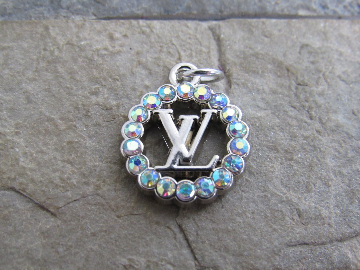 Louis Vuitton Fire Crystal Lined Oval Silver Zipper Pull Charm!