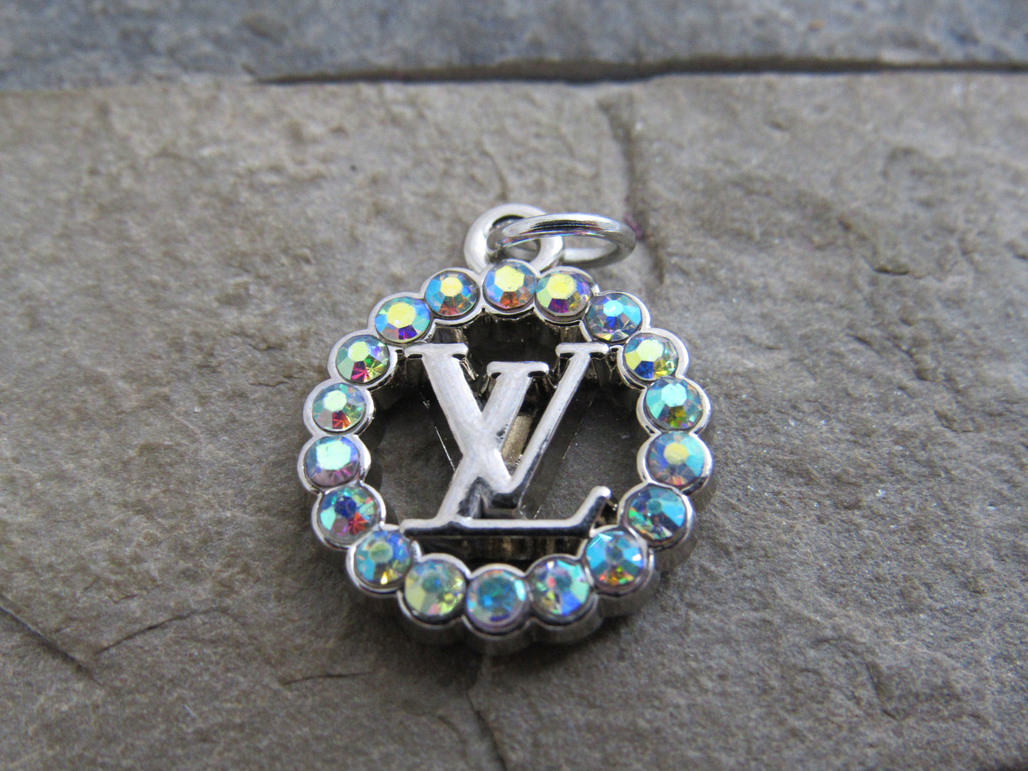 Louis Vuitton Fire Crystal Lined Oval Silver Zipper Pull Charm!