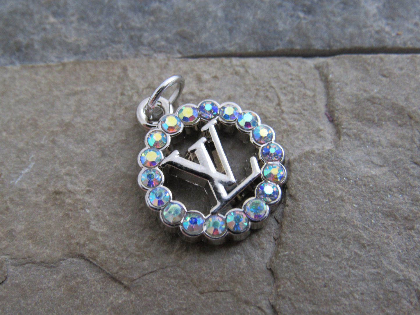 Louis Vuitton Fire Crystal Lined Oval Silver Zipper Pull Charm!