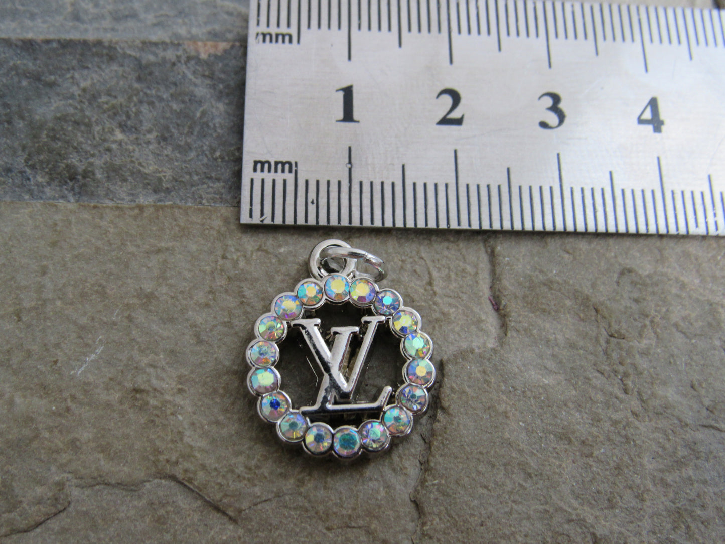 Louis Vuitton Fire Crystal Lined Oval Silver Zipper Pull Charm!