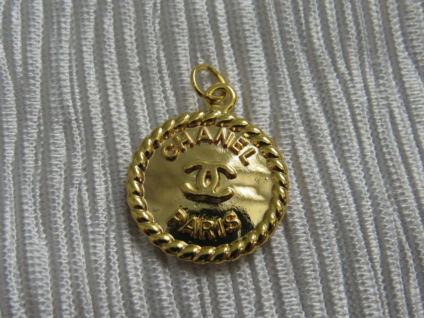 Chanel Embossed Gold Tone Medallion Zipper Pull Charm!