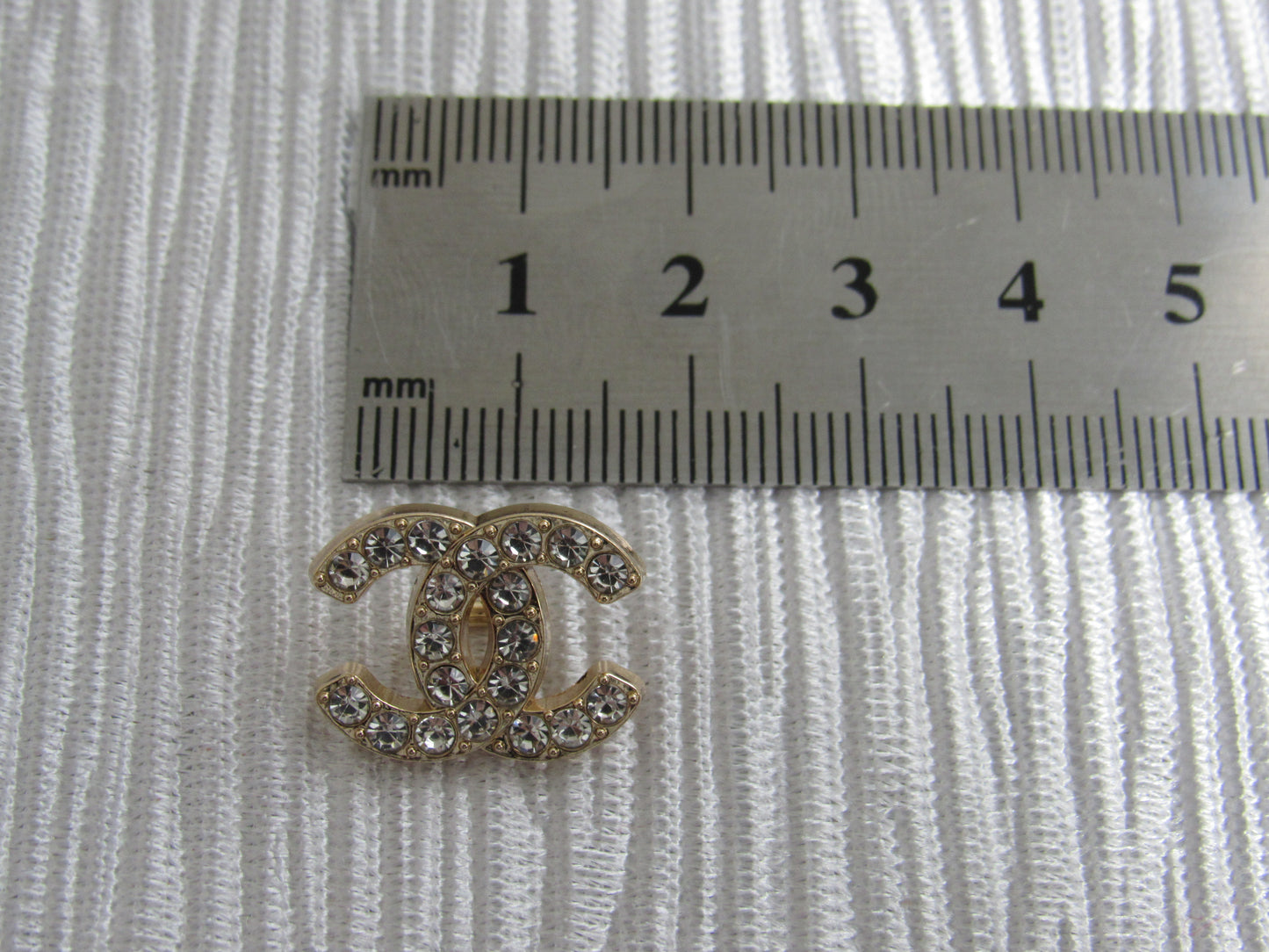 Chanel CC Clear Rhinestone And Gold Tone Buttons Stamped 18mm!