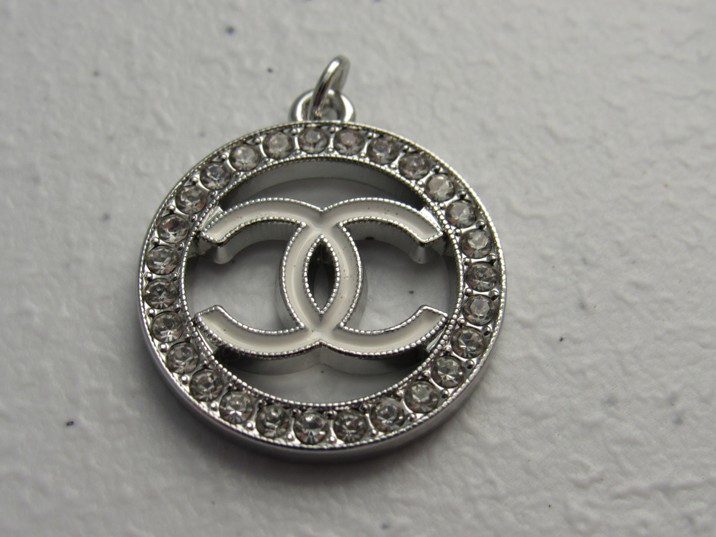 Chanel 23mm Oval Iced Silver And White Zipper Pull Charm!