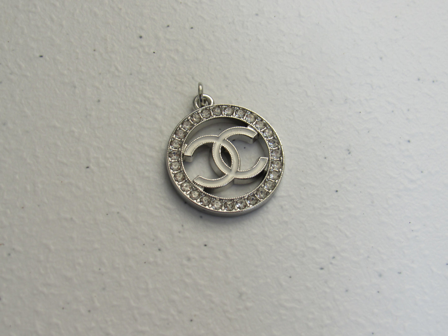 Chanel 23mm Oval Iced Silver And White Zipper Pull Charm!