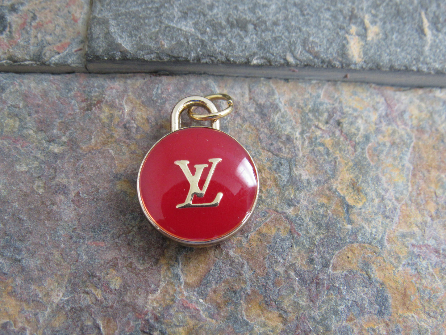 Louis Vuitton Dark Red 15mm Double Side Oval Handbag Charm!