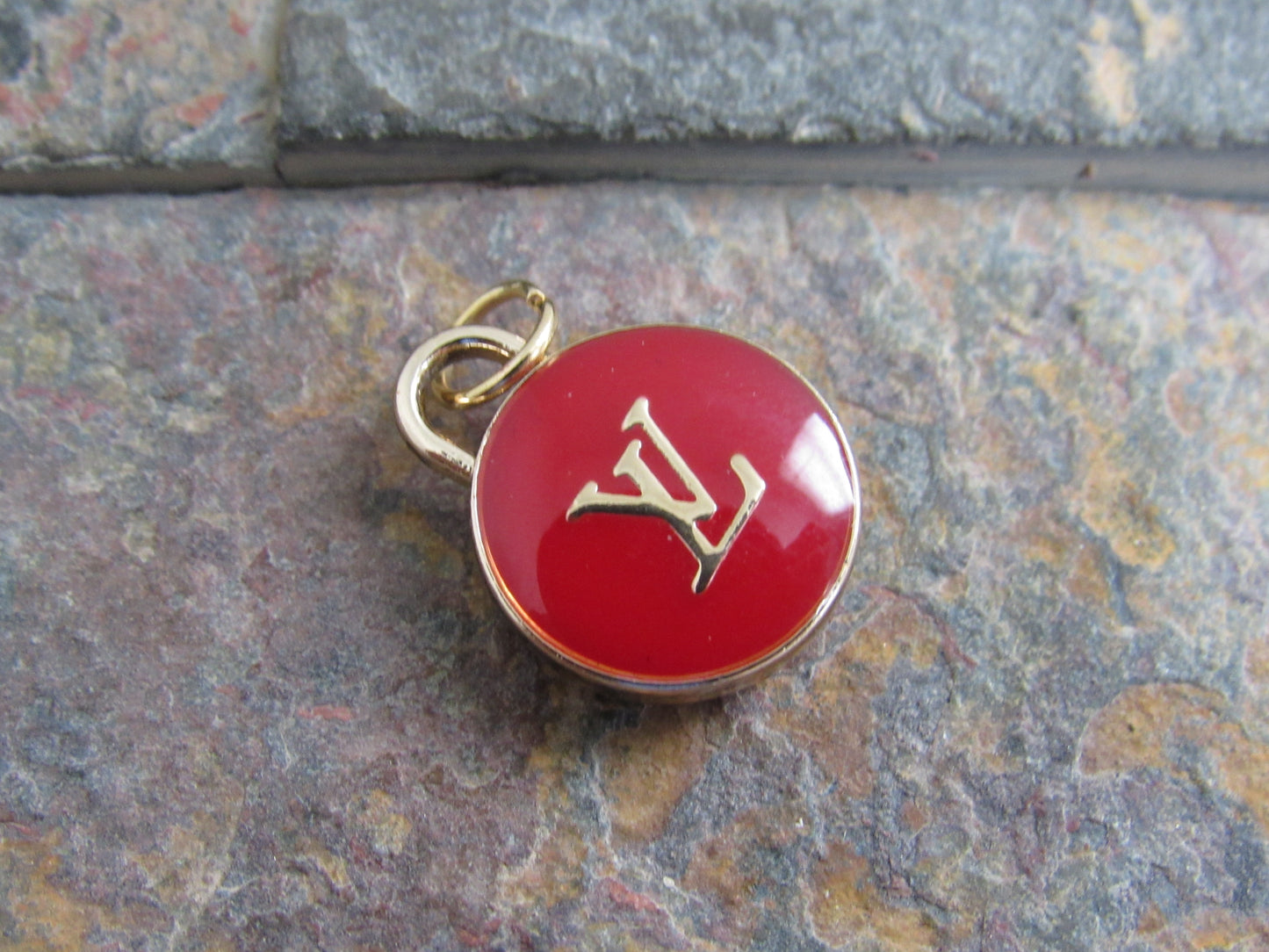 Louis Vuitton Dark Red 15mm Double Side Oval Handbag Charm!