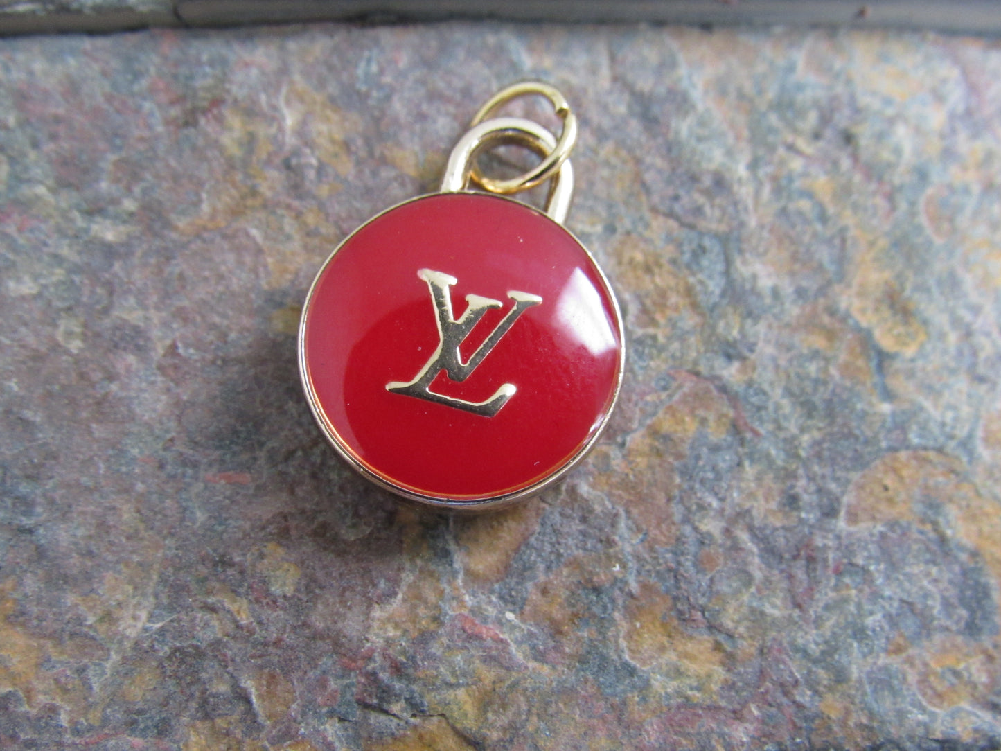 Louis Vuitton Dark Red 15mm Double Side Oval Handbag Charm!