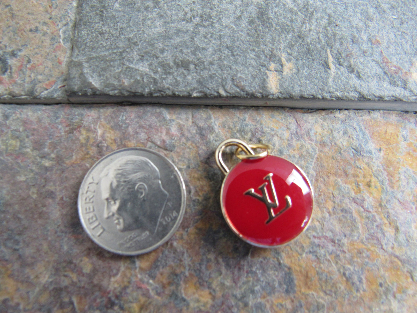 Louis Vuitton Dark Red 15mm Double Side Oval Handbag Charm!