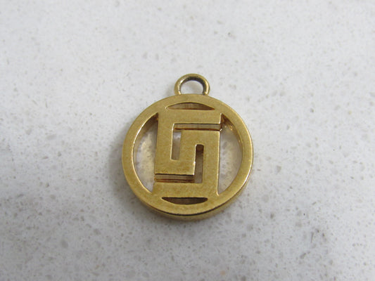 Vintage Gold Tone Versace Maze Motif Pendant Charm!