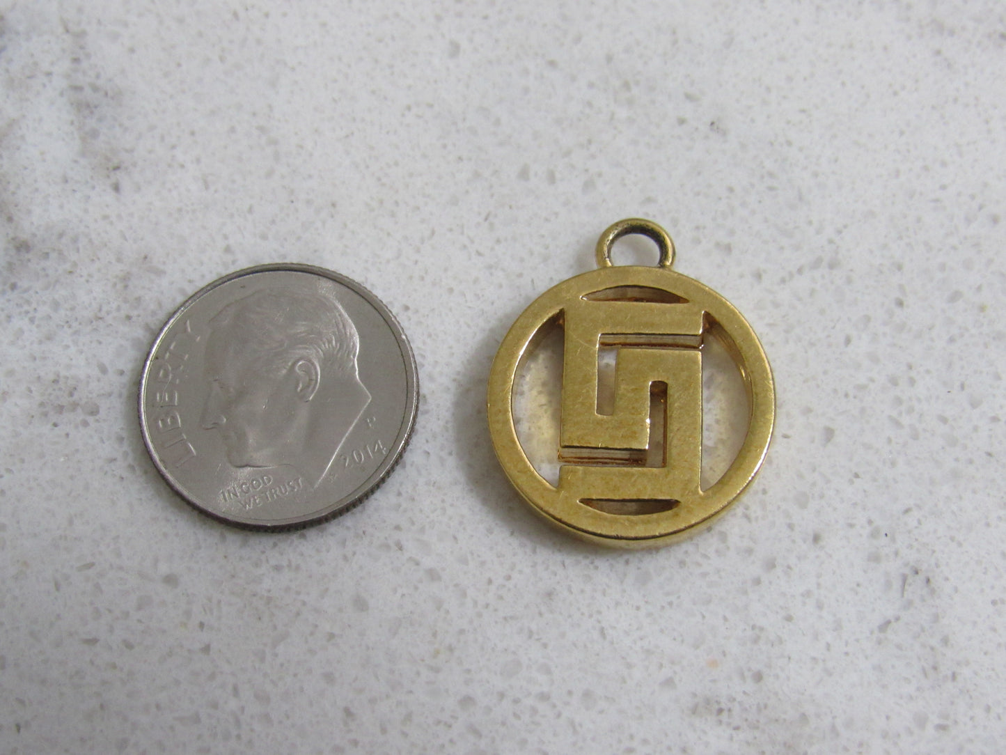 Vintage Gold Tone Versace Maze Motif Pendant Charm!