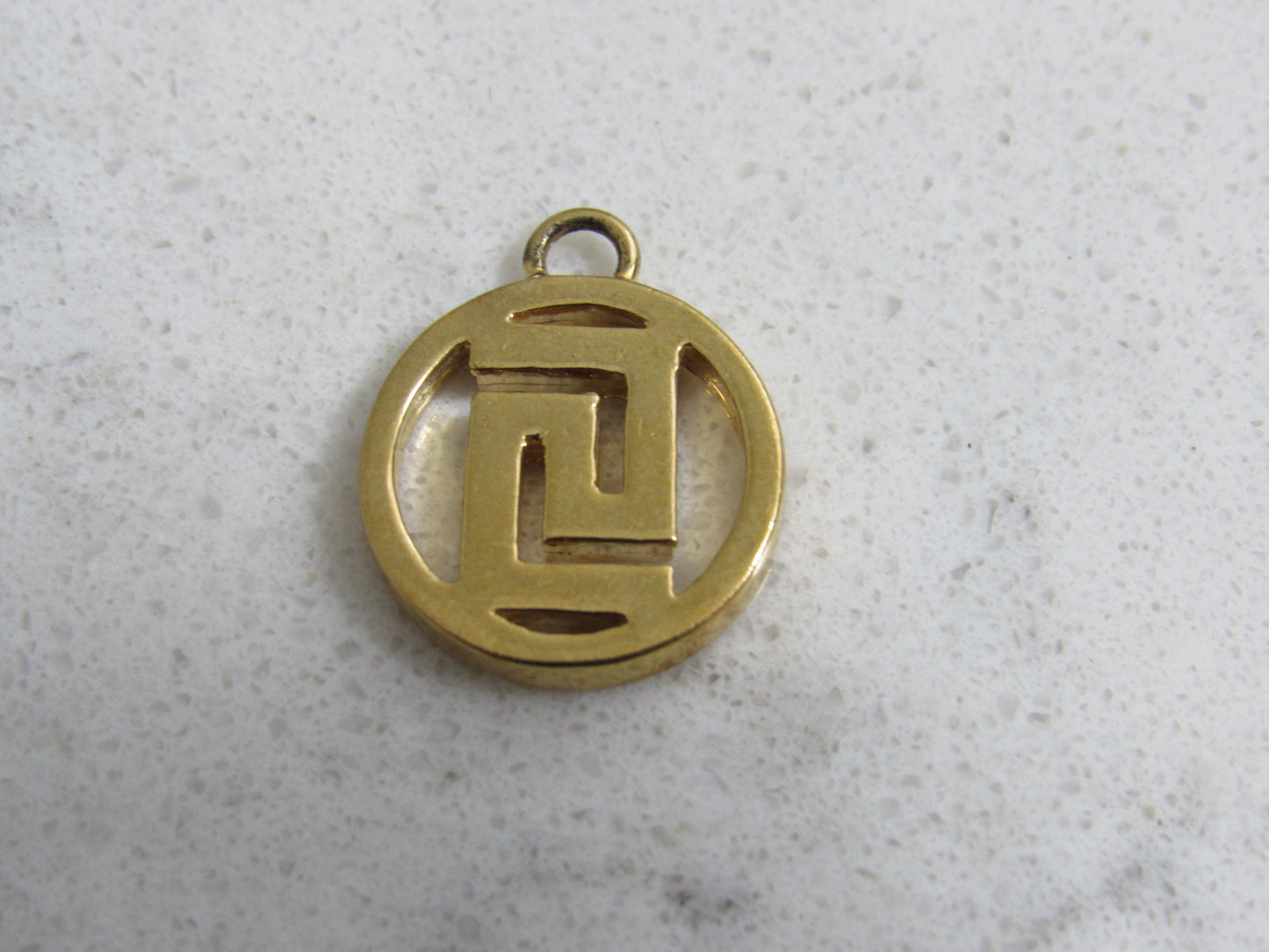 Vintage Gold Tone Versace Maze Motif Pendant Charm!