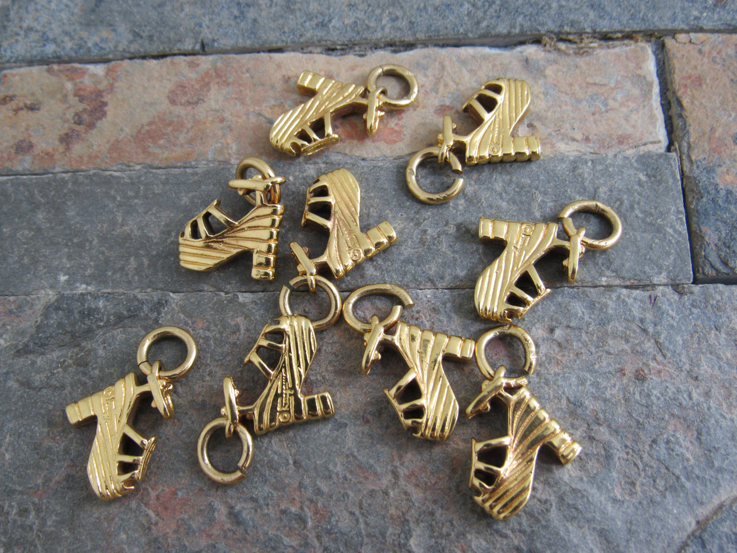 Salvatore Ferragamo Signed Gold Tone Ballet Slipper Heel Charms Upcycled!