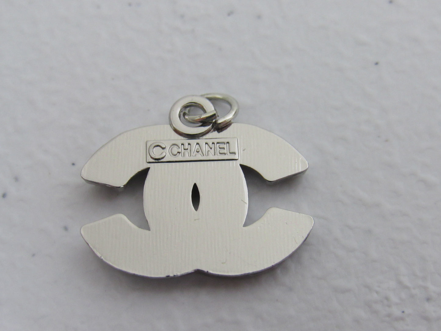 Chanel Black Onyx Iced Silver CC Zipper Pull 21mm Stamped Back!