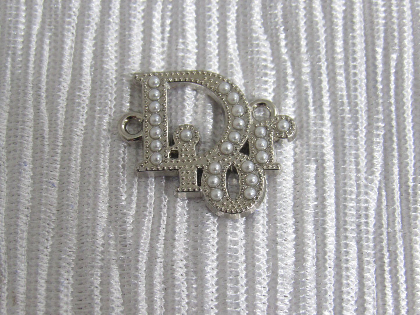 Dior Pearl Lined Silver Zipper Pull Charm With Double Loop Opening!