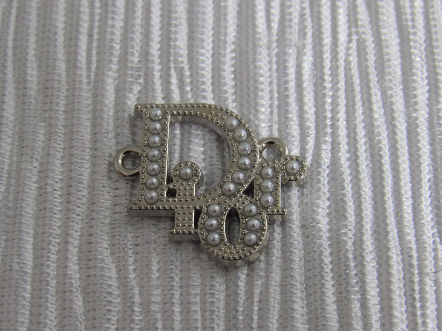 Dior Pearl Lined Silver Zipper Pull Charm With Double Loop Opening!