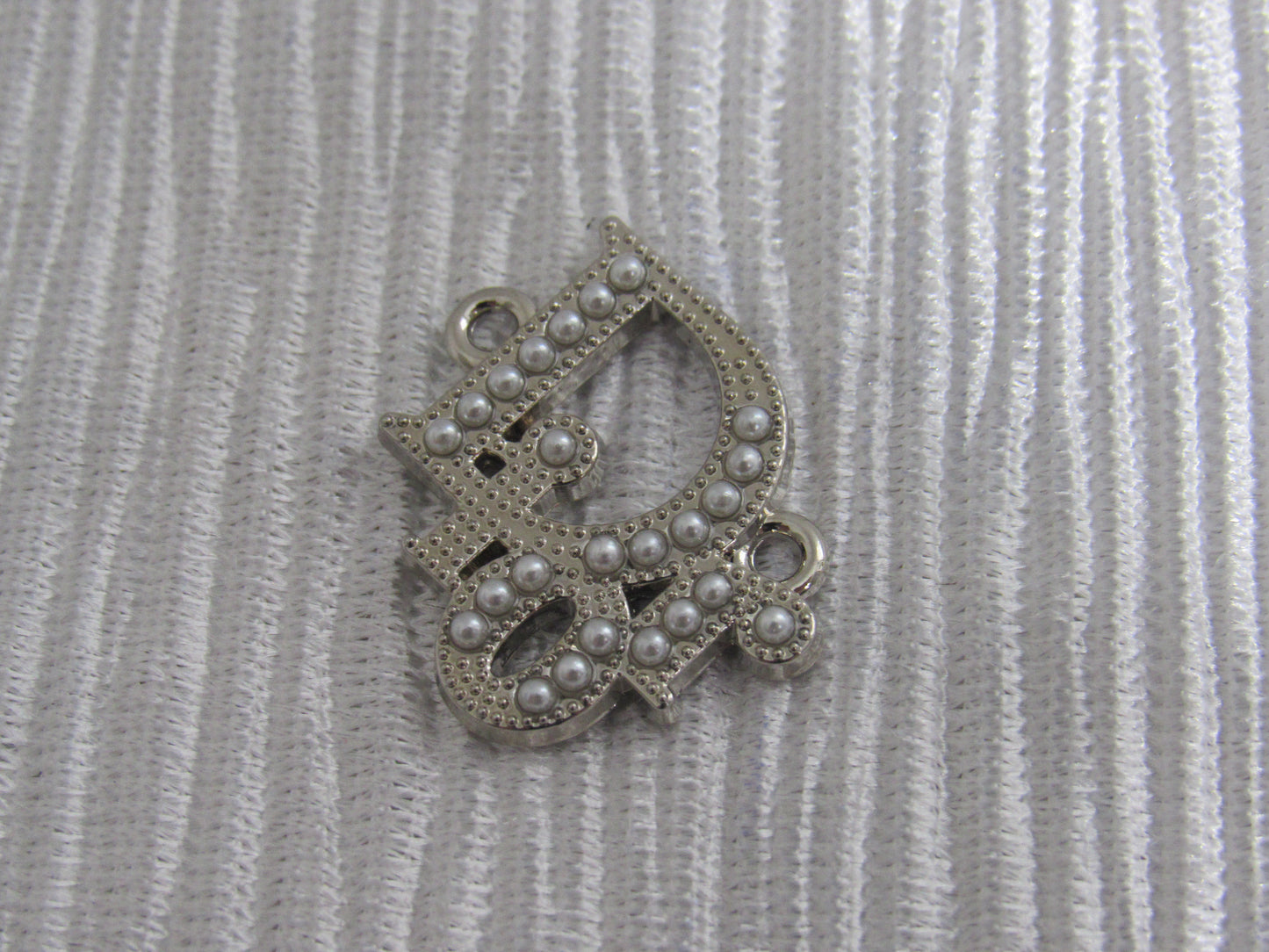 Dior Pearl Lined Silver Zipper Pull Charm With Double Loop Opening!