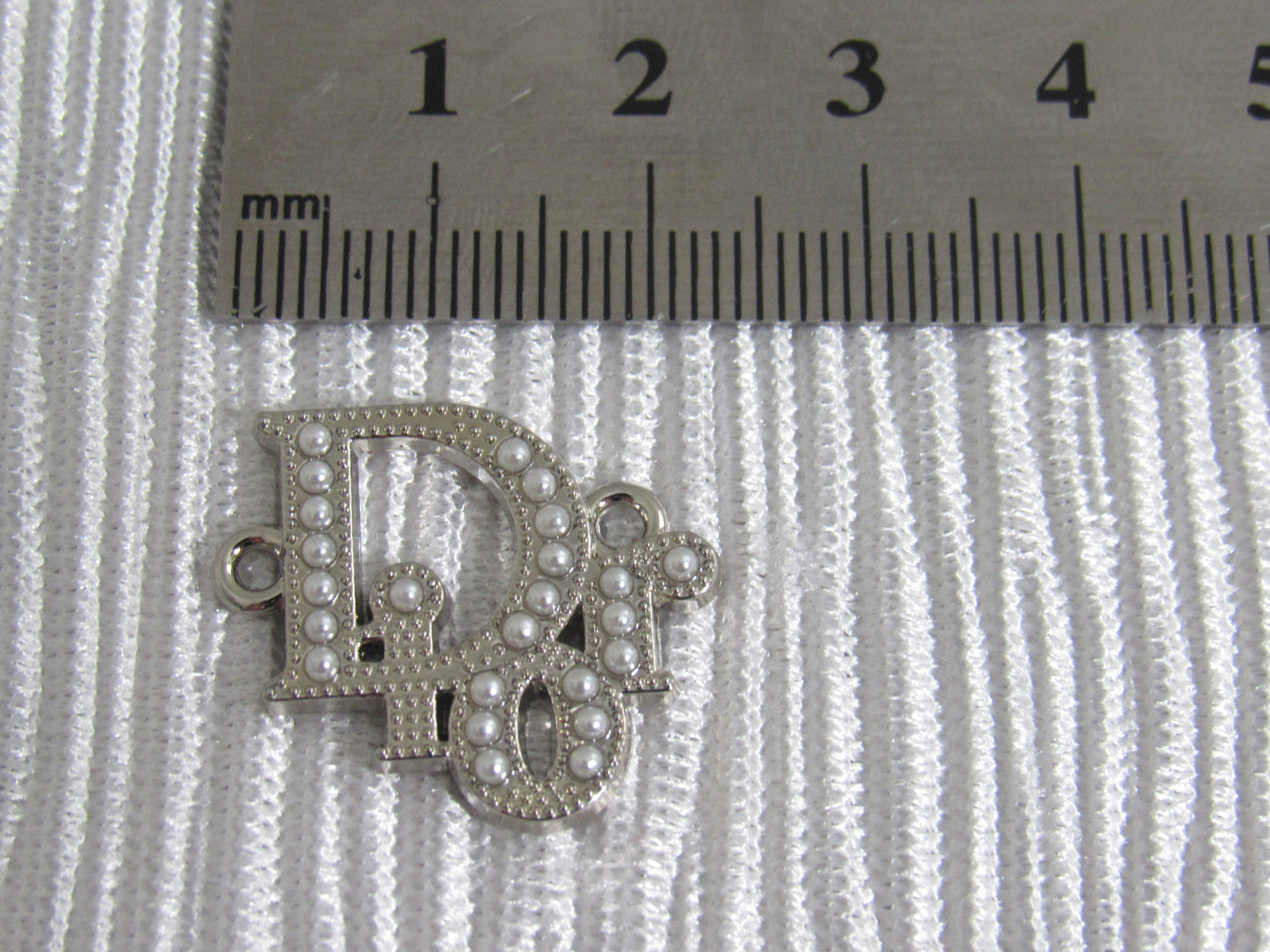 Dior Pearl Lined Silver Zipper Pull Charm With Double Loop Opening!