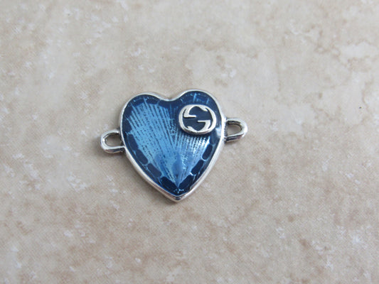 Gucci Upcycled Blue Sterling Double Side Heart Charm!