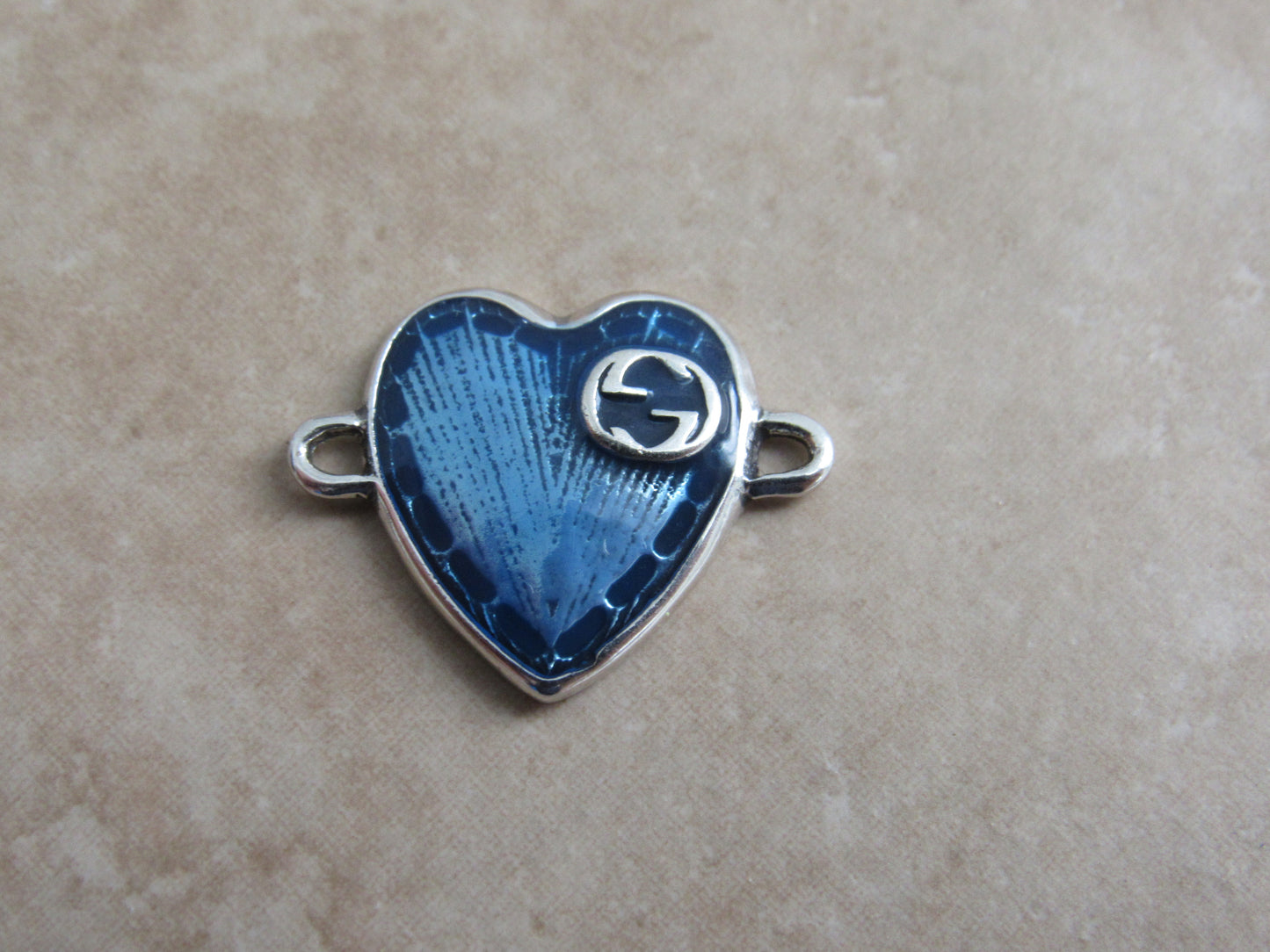 Gucci Upcycled Blue Sterling Double Side Heart Charm!